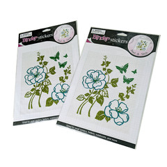 2 Packs Binder Stickers Removable Glitter Teal Blue Green Flowers Butterflies