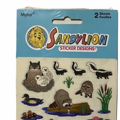 Sandylion Vintage Mylar Stickers Wildlife Forest Animals Bear Deer Owl Skunk