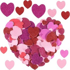 300 Pcs Heart Foam Stickers, Valentine’s Day Self Adhesive Glitter and Matte