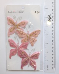Pink Glitter Beaded Butterflies Scrapbook Craft Embellishments By Recollections