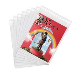 Acid-Free Picture Sleeves, 100 Pack Crystal Clear Storage Bags for 13×19 Art …