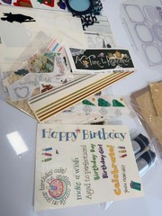 Craft Stencil & Art Lot: Journaling Genie Stickers Brushes & Gold Foil Sheets