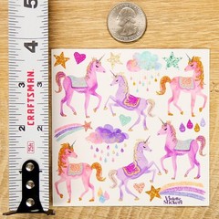 Pink Unicorn Stickers – Colorful Fantasy Sticker Sheet – Crafts & Scrapbooks
