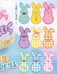 40 PCs ~1×1.2 Inch Cute Pastel Easter Bunny Stickers Decorations 9 Designs