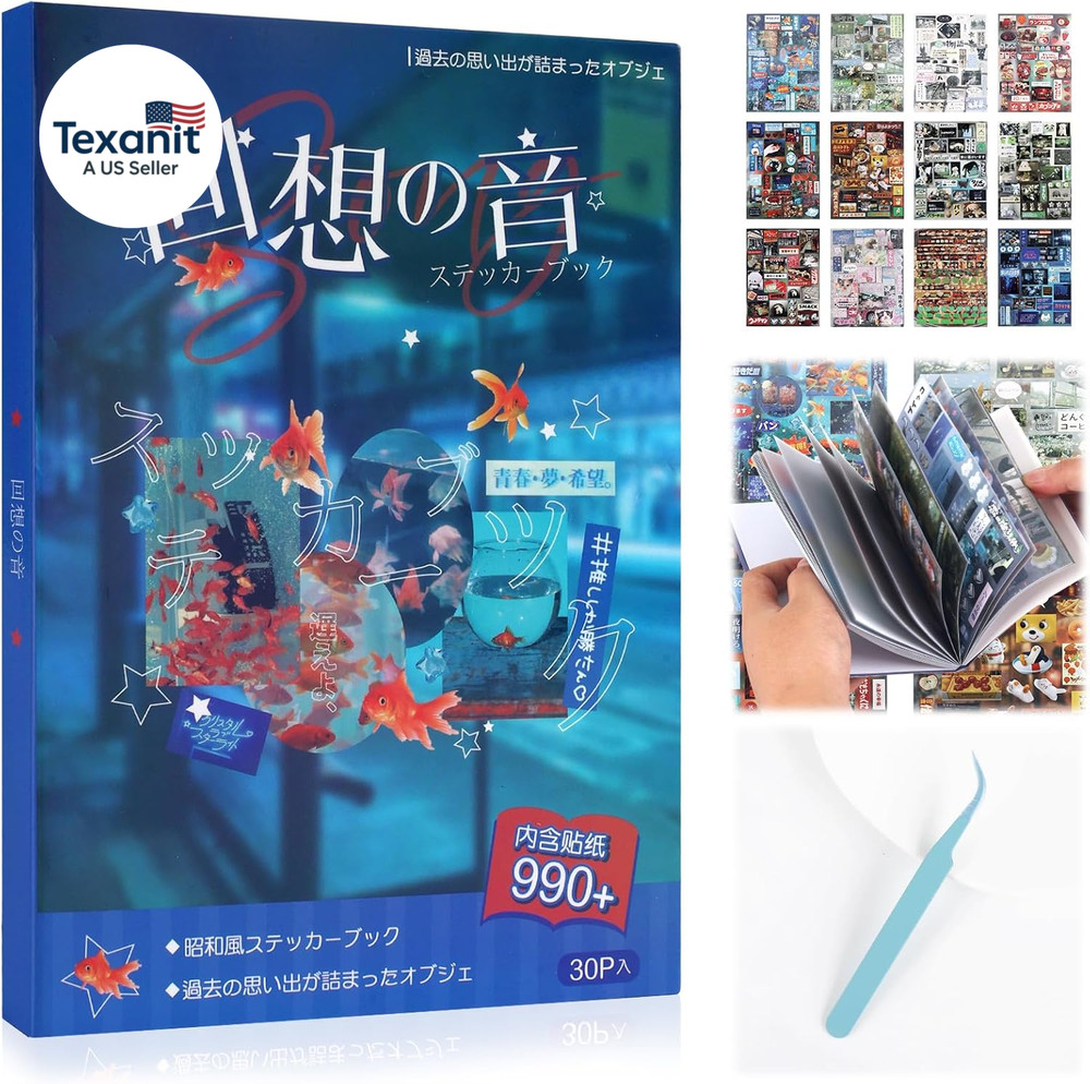 990Pcs Japanese Sticker Book for Scrapbook Heisei Retro Comic Books Style Kawaii