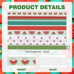 Watermelon Grosgrain Ribbons 8 Pack – 3/8 Inch Summer Theme Watermelon-3/8″