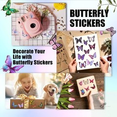 Butterfly Stickers(635 Pcs 48 Sheets Flower Stickers for Scrapbooking Journaling