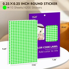 Color Coding 4200 Fluorescent Green Round Stickers – Perfect for Home or Office