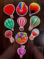 STICKERS x 10 Hot Air Balloon BRIGHT Color Sticker Various Styles HB1