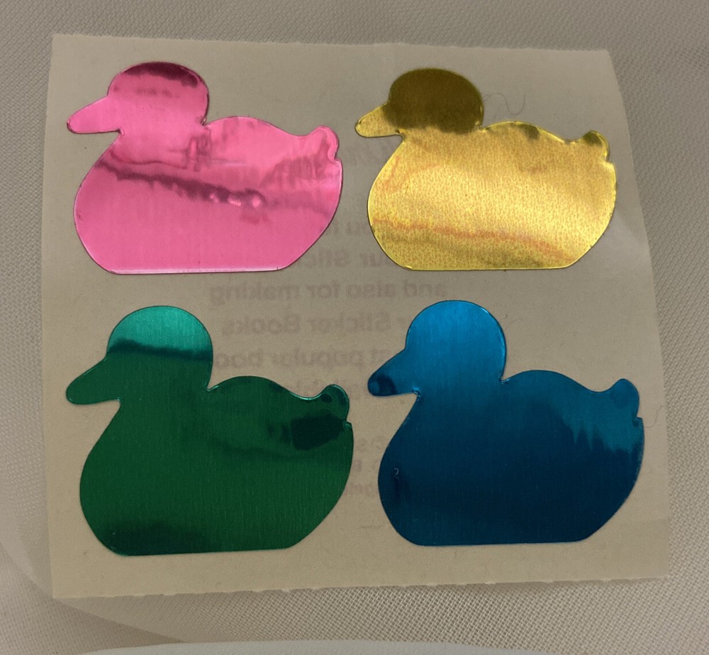Vintage 1980s Stickers Mylar Foil Ducks Small World Greetings 1984 NOS Module