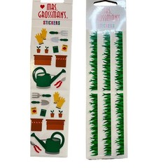Vntg Mrs. Grossman’s Green GRASS & Garden Tools Scrapbook Stickers New