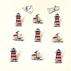 LIGHTHOUSE & SAILBOAT SCRAPBOOKING DECORATIVE BRADS EYELET OUTLET 8 PCS
