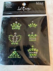 BLING CROWNS CLEAR & LIME GREEN GEMSTONES CROWNS MULTI-DESIGN CROWNS 6PCS