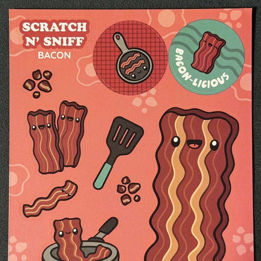 Pipsticks “Bacon” Bacon Scented Scratch N’ Sniff Sticker Sheet