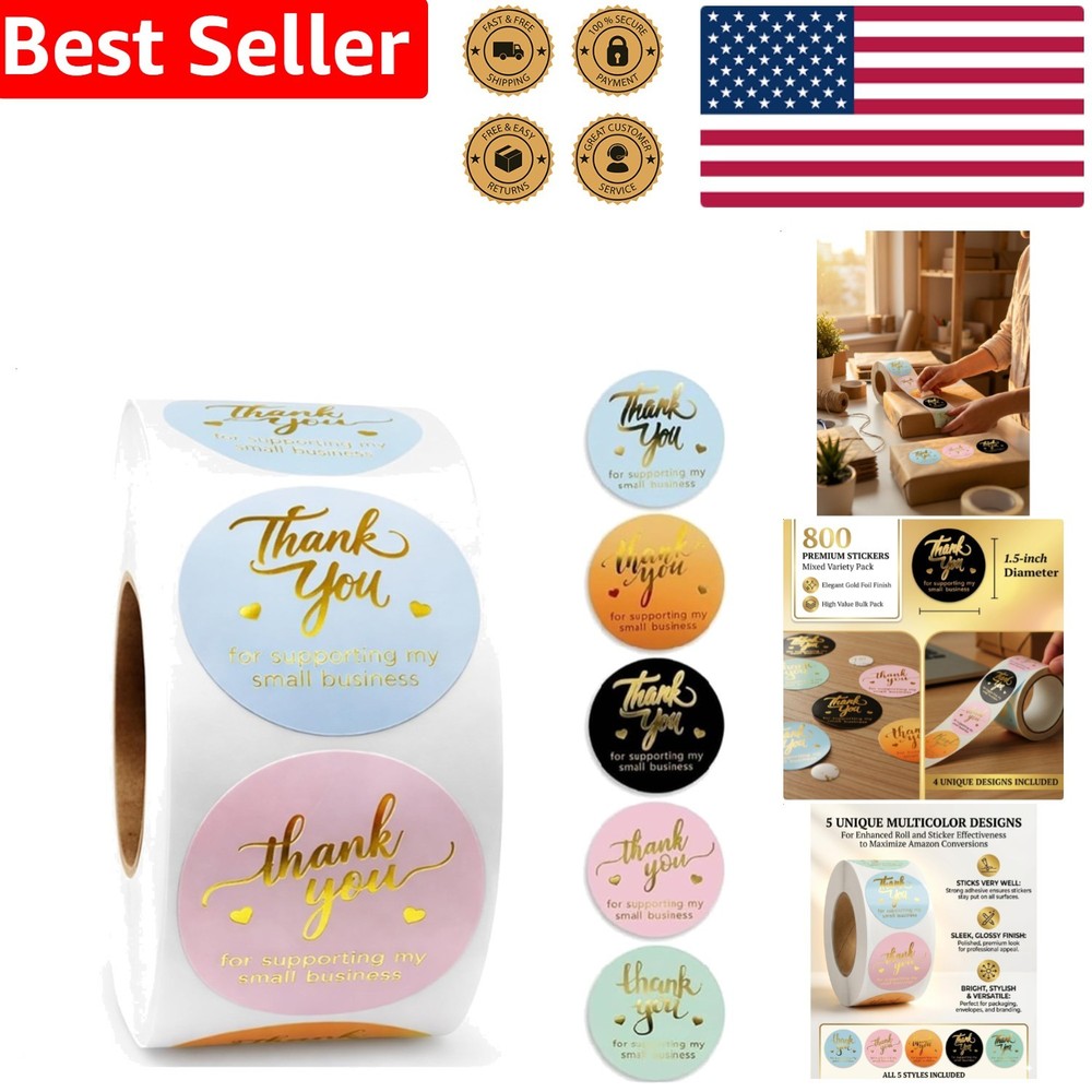 Round Gold Foil Labels for Small Business
