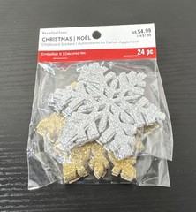 Recollections Christmas /Noël Snowflakes Chipboard Stickers 24pc Gold & Silver