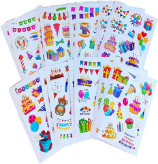 16 Sheets Happy Birthday Stickers Heart Sticker for Cards Gift Box Envelope