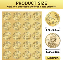 300Pcs Gold Foil Graduation Cap Stickers Class of 2026 Self-Adhesive