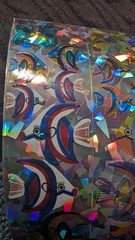 Vintage Stickers Early Sandylion ?? Prism Cats Fish Seahorse Large Sheet