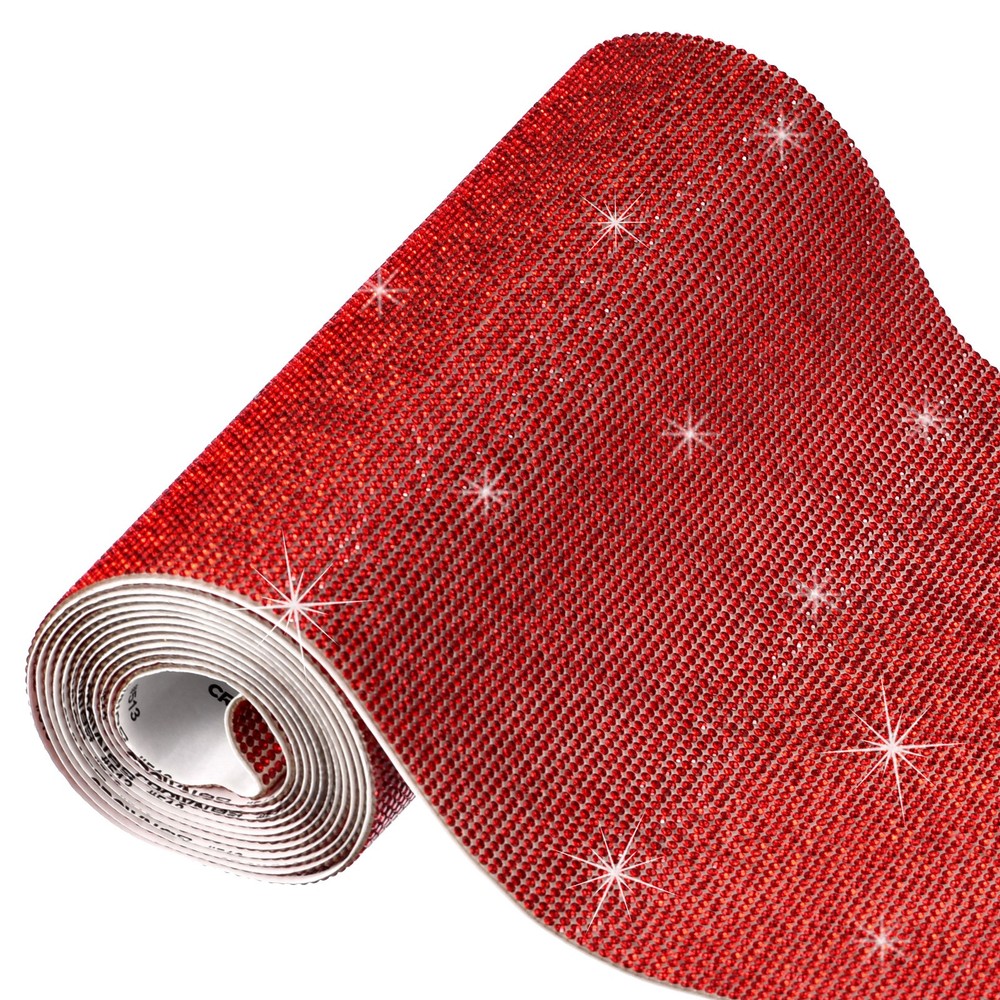 Bling Rhinestone Sheet Self-Adhesive Sticker 7.87 Inch x 4.92 FT Red