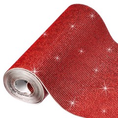 Bling Rhinestone Sheet Self-Adhesive Sticker 7.87 Inch x 4.92 FT Red