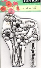 New Penny Black Rubber Stamp clear WILDFLOWER THINKING OF YOU