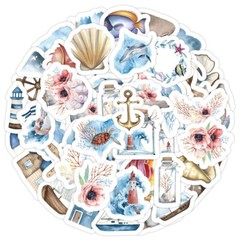 50pcs Aquarium Stickers, Sea Animal Sealife Light House Fish Seashell Coral, 240