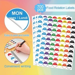 7 Days of The Week Labels 1 Inch Color Coding Food Rotation Labels Self Adhe…