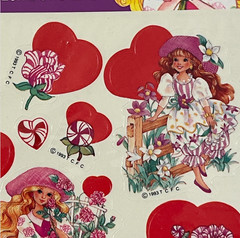 VTG Peppermint Rose Valentine Stickers Scented Hearts Carlton Cards ‘93 Lot Of 2