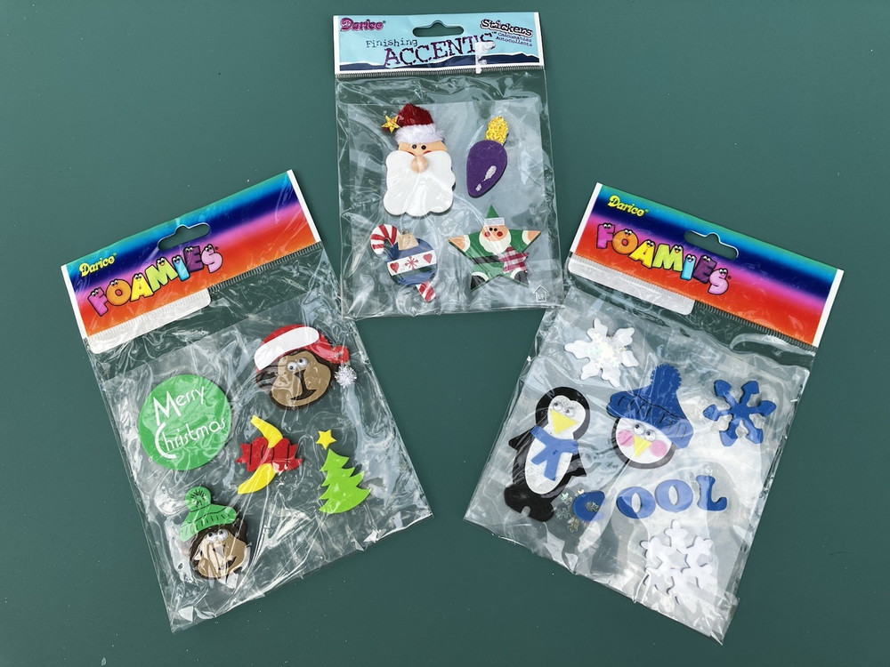 Christmas Stickers Darcie Foamies Scrapbooking Crafts – Santas Monkeys Penguins