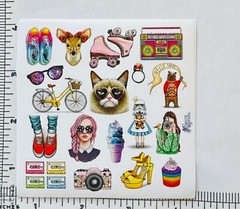 Violette Stickers 80’s Retro Shabby Chic Girly Girl Planner Supply Crafts