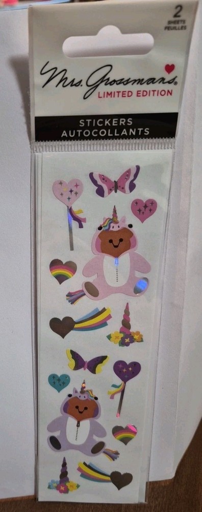 Mrs Grossmanns Limited Edition Fantasy Unicorn Bears, New In Pack, 2 Sheets