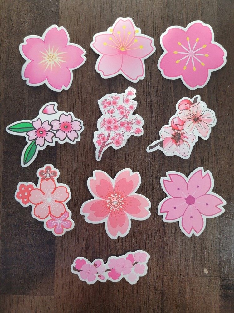 STICKERS x 10 Flowers Pink Cherry Blossom Orchid Tree Sticker CHE5