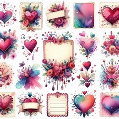 Set Of Love Valentines Embellishments Junk Journal Scrapbook PICK A SET
