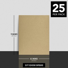 Versatile Brown Kraft Chipboard 30 Point – 25 Sheets for Scrapbooking and Crafts