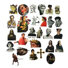50pcs Famous Painting Vinyl Stickers, Artist Monet Van Gogh Da Vinci Marble ,003