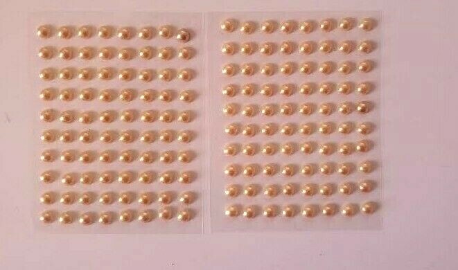 CraftbuddyUS 160pcs 5mm Individual PEACH PEARL Self Adhesive Rhinestone Gems
