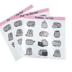Pusheen the Cat Stickers 3 Identical Sheets of 12 Stickers 2018 Snack Relax New
