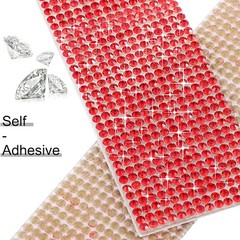 4 Pack Different Width Red 2mm Rhinestone Crystal Diamond DIY Decorative Sticker