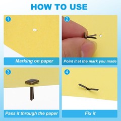 300 Pcs Brads Paper Fasteners Mini Metal Square Fastener, Bronze, 0.2″x0.2″