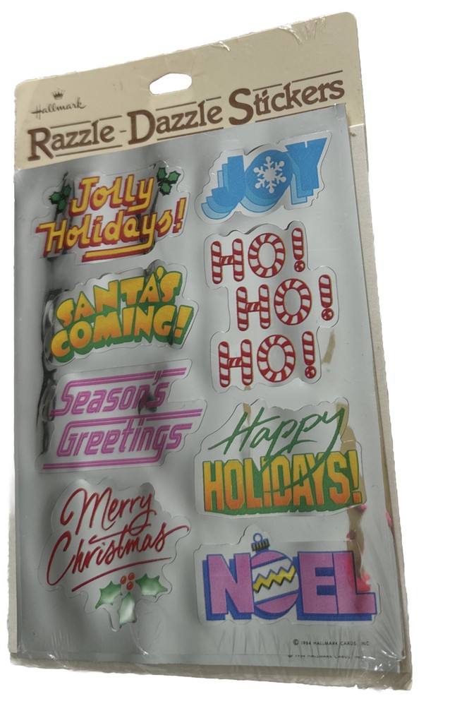 NEW Vintage 1984 SEALED Hallmark Razzle Dazzle Foil Stickers Holiday Christmas