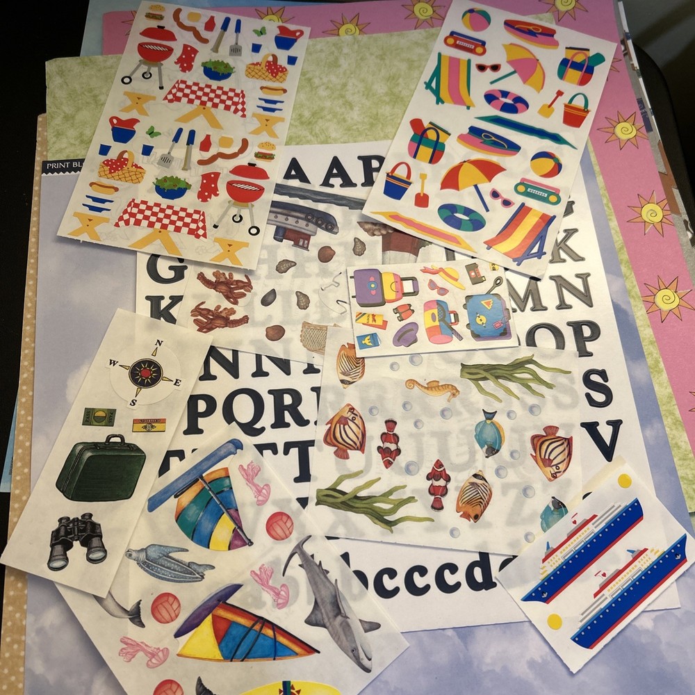 scrapbooking travel stickers and letters