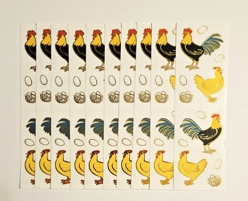 Mrs. Grossman’s Stickers Lot of 10 Strips ~Chickens Reflections~2009 RARE HTF
