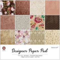 Vintage Flora 12×12 Scrapbook Paper Pad 36 Sheets Double Sided Cardstock Craftin