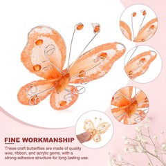 12Pcs Butterflies for Crafts, 2.2″ Organza Butterflies, Orange