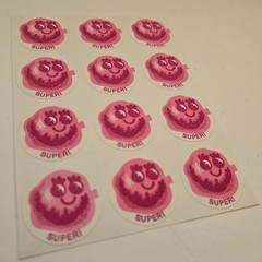 Vintage CTP 1977 Scratch & Sniff Stickers BUBBLE GUM «Super!» ’77 Sheet