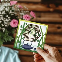 Oriental Buildings Metal Cutting Dies for Card Making – Bamboo Window, Bridge, L