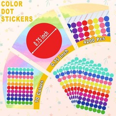4200 Pcs Color Coding Dot Stickers, 3/4″ Round Labels for Office, Classroom, Hom