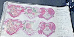 Current Victorian Style Valentine Garland Paper Die Cuts Hearts Angels 8×15