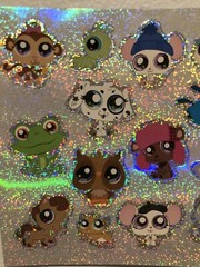 Littlest Pet shop winter hologram Sticker Sheet Scrapbooking Kids Collect Vint